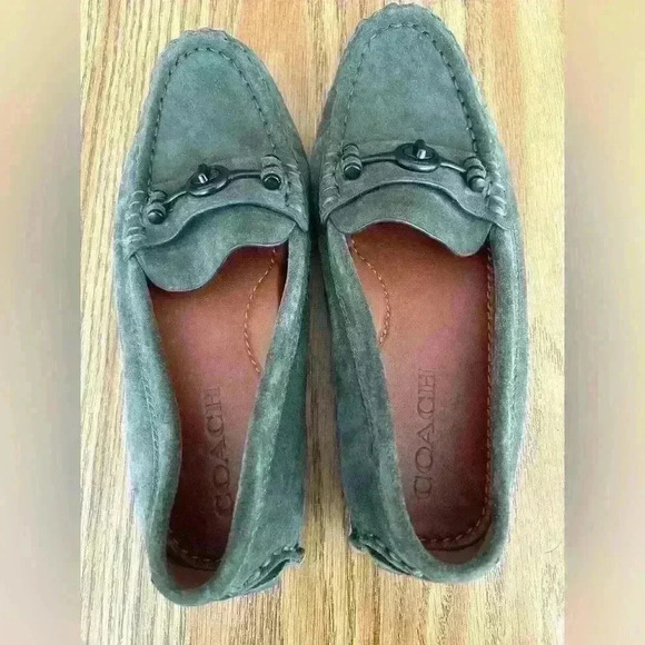 Coach Crosby Green Suede Drivers Moc Loafer Flat Womens 7 - Picture 1 of 7